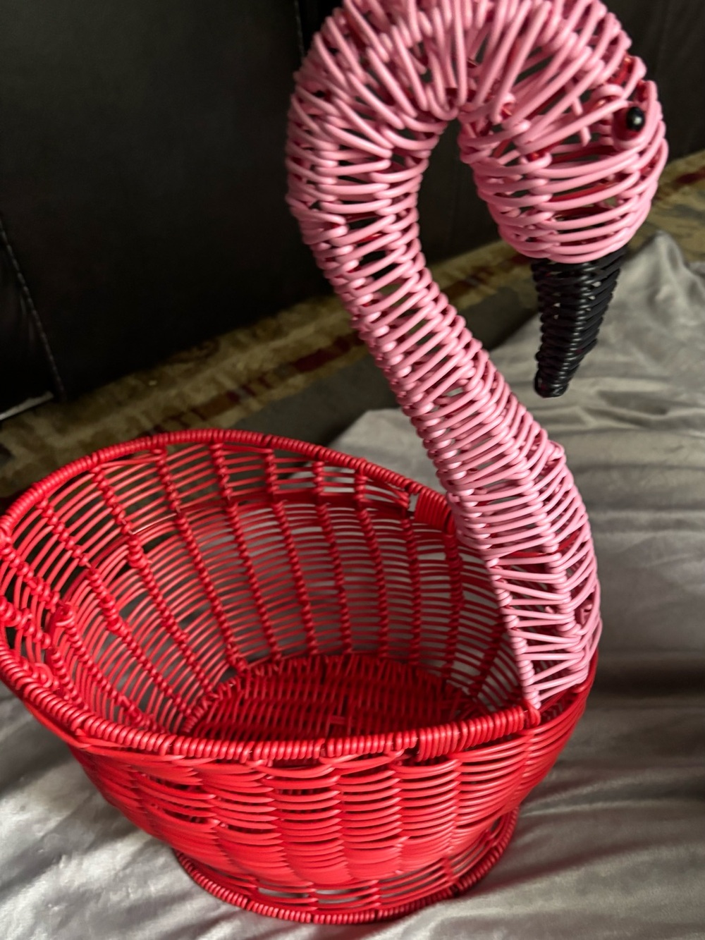 Vintage pier 1 imports pink/ red flamingo basket. It's a large basket!
